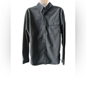 Men’s Vineyard Vines Heathered Dark Gray Button Front Slim Fit Size Medium